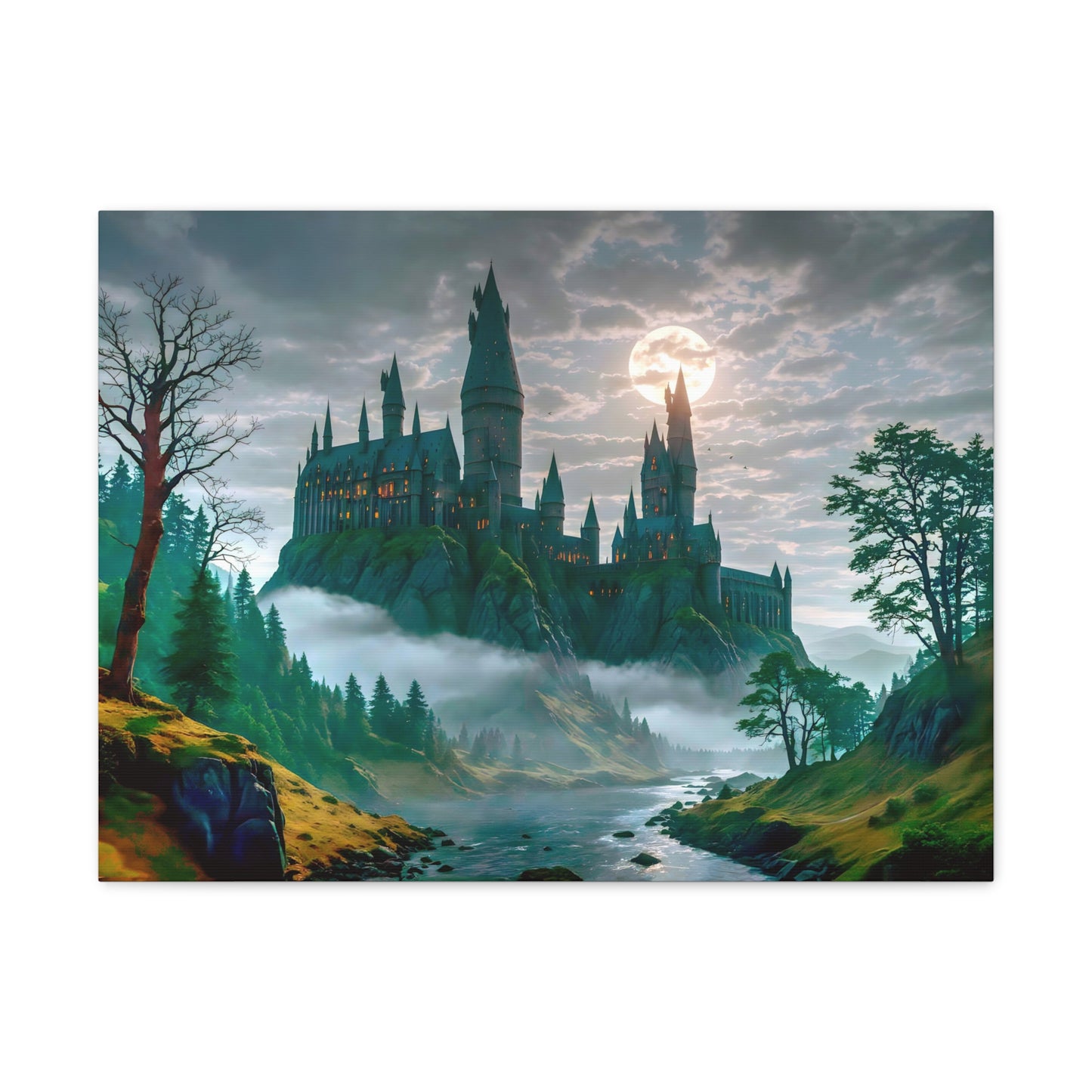 Canvas Print, Hogwarts Castle under the moonlight