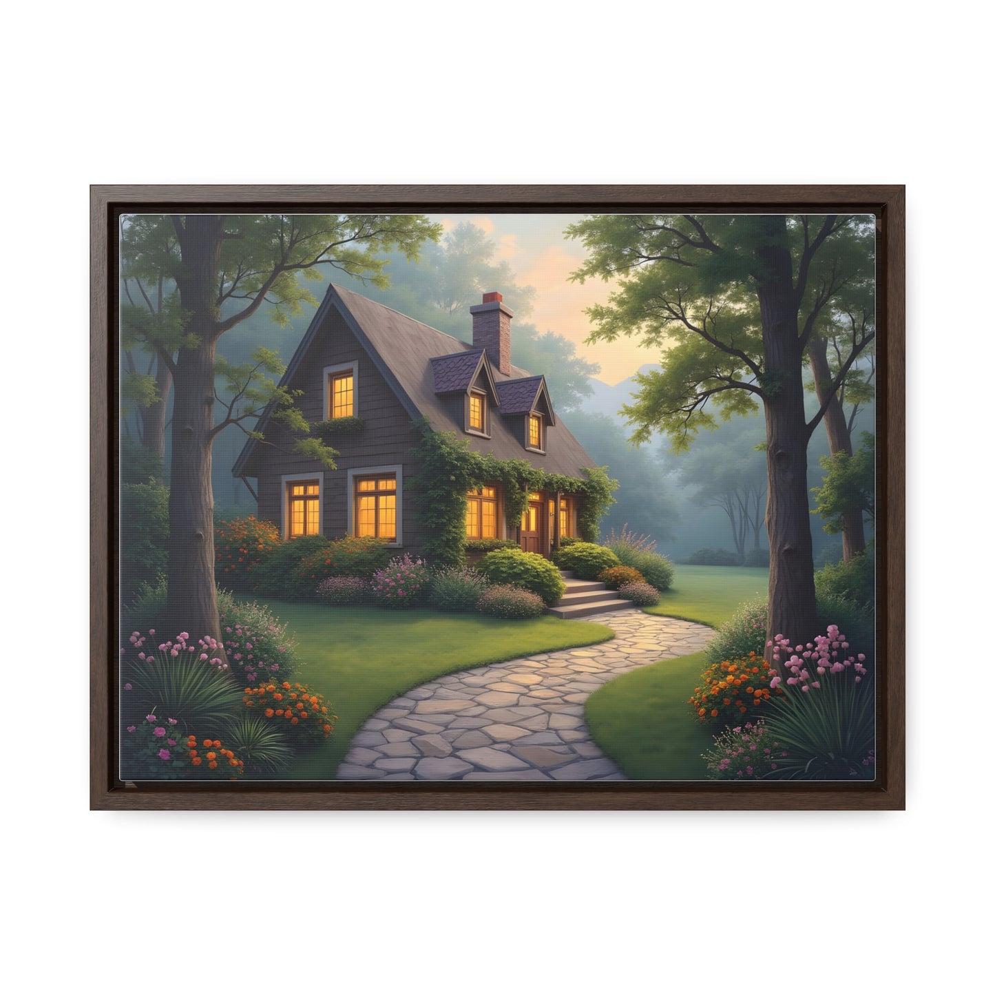 Canvas Wraps, Magic Forest Cottage Landscape Wall Art