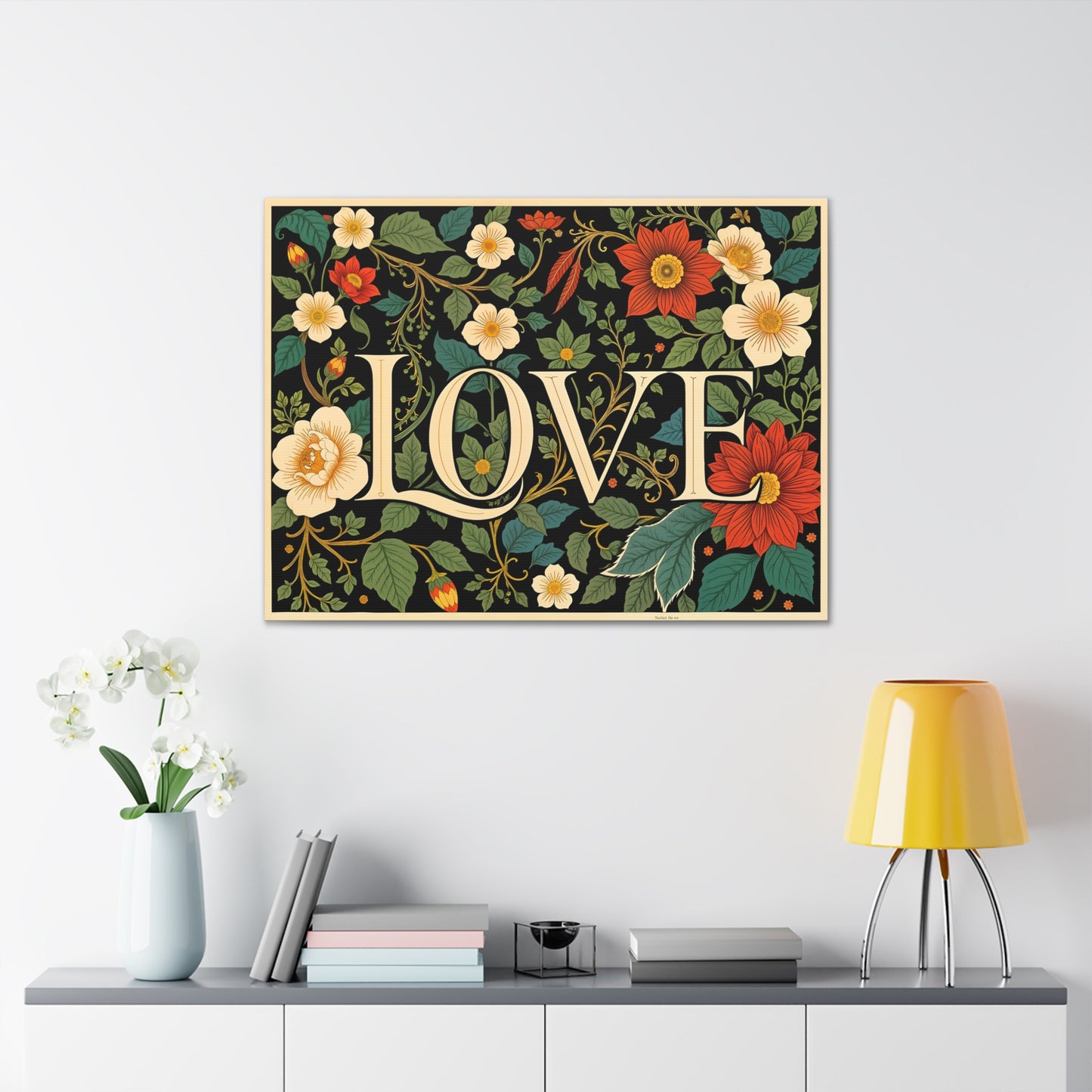 Canvas Gallery Wraps - Inspirational LOVE Message on William Morris Ornamental Poster