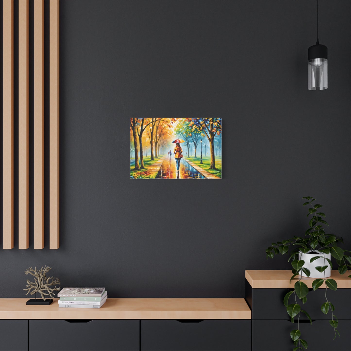 Canvas Wall Art - Walking in the Park Under the Rain