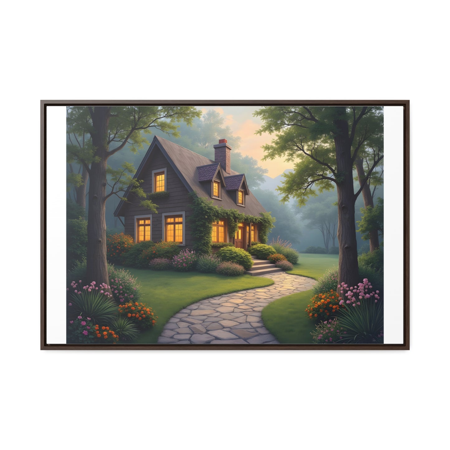 Canvas Wraps, Magic Forest Cottage Landscape Wall Art