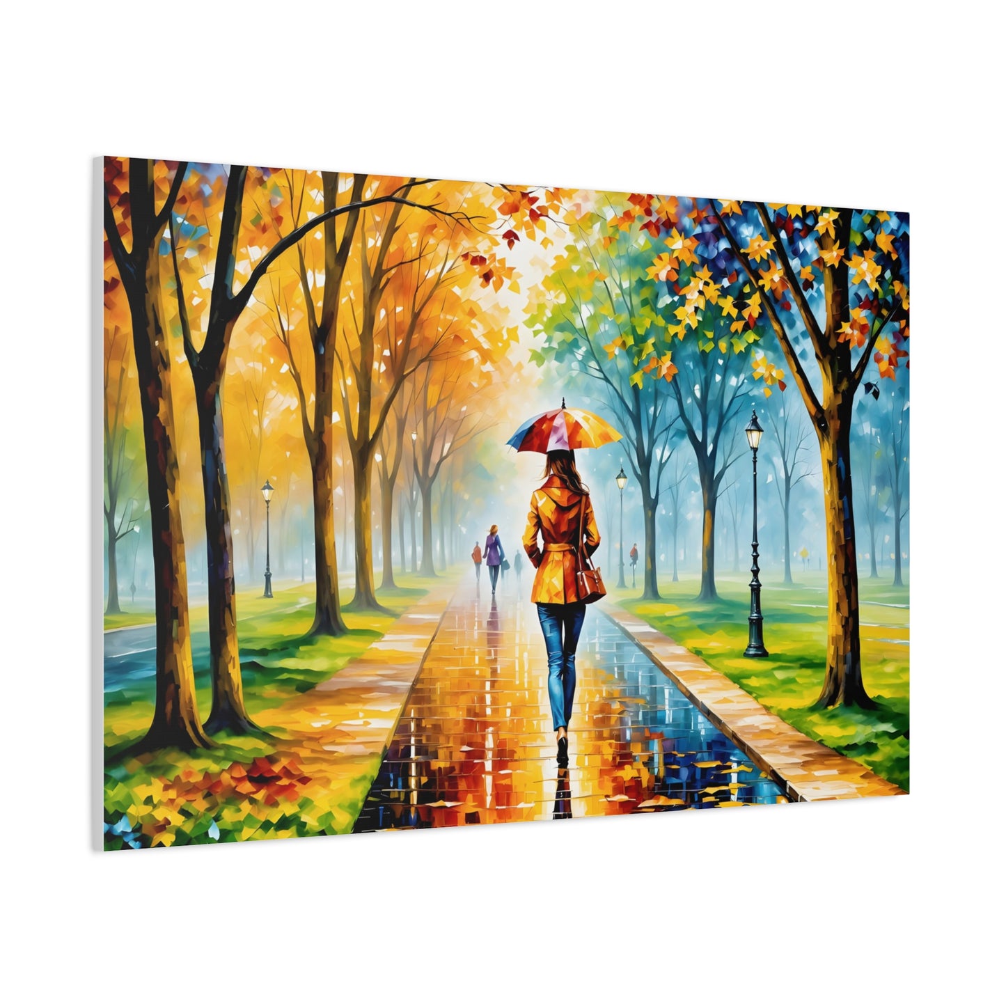 Canvas Wall Art - Walking in the Park Under the Rain