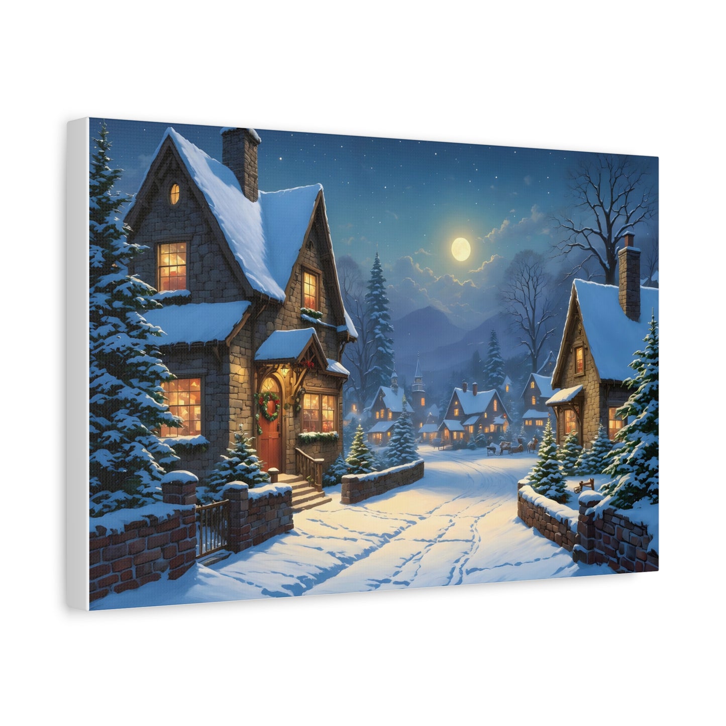 Canvas Print - Christmas Night, Thomas Kinkade Inspiration