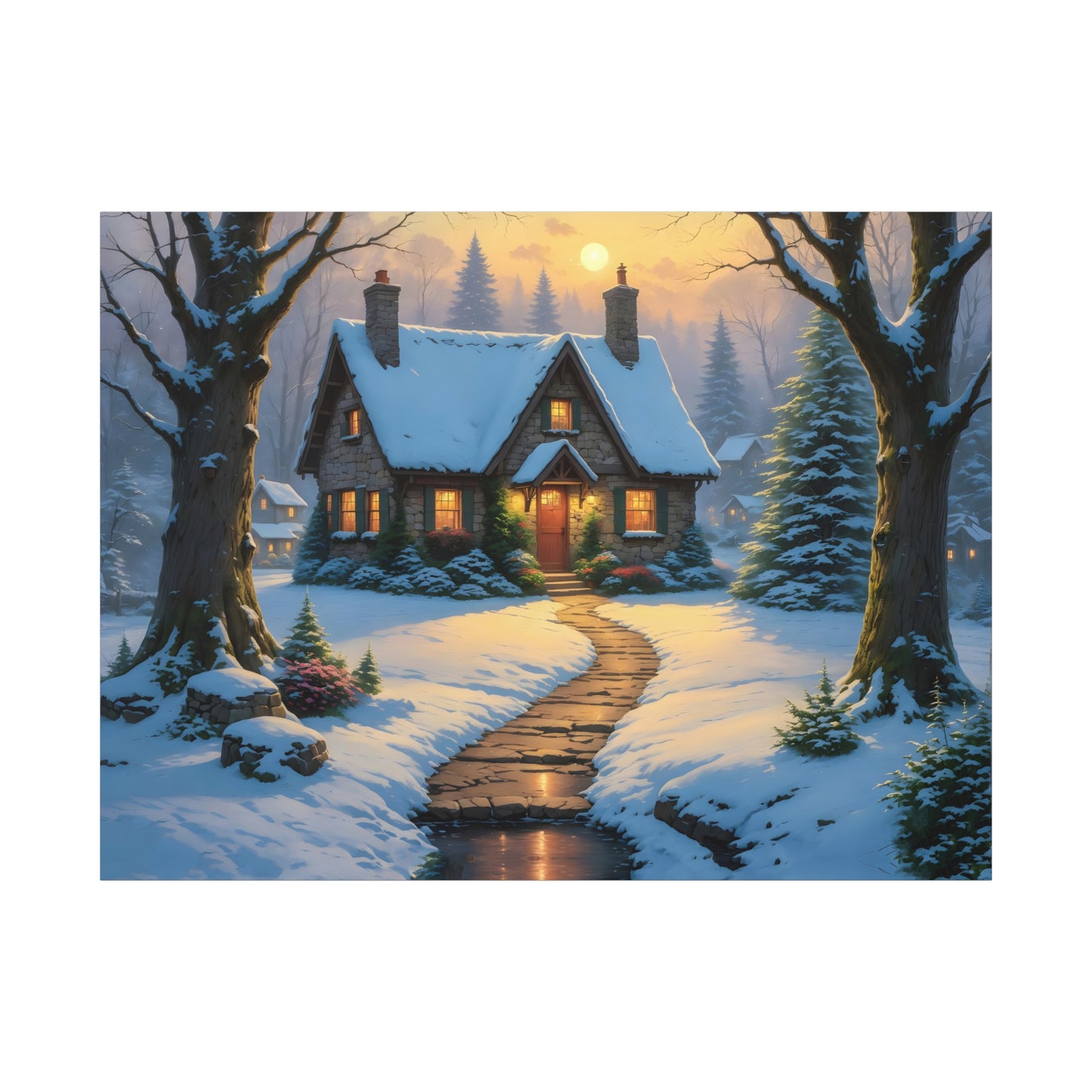 Canvas Art Print - Hidden Cottage, Thomas Kinkade Inspired artwork