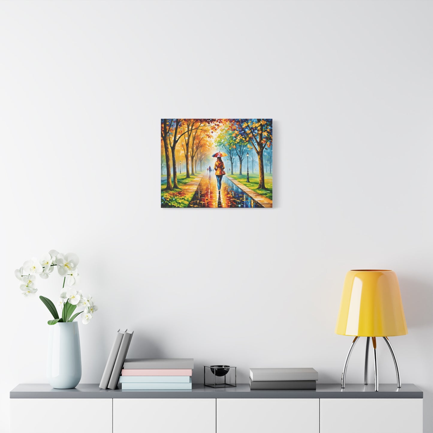 Canvas Wall Art - Walking in the Park Under the Rain