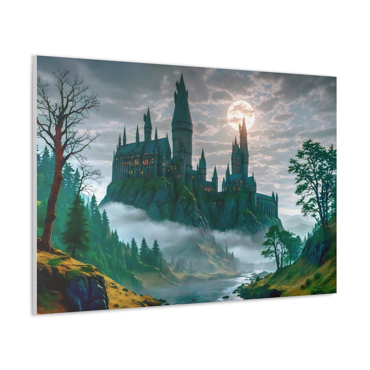 Canvas Print, Hogwarts Castle under the moonlight