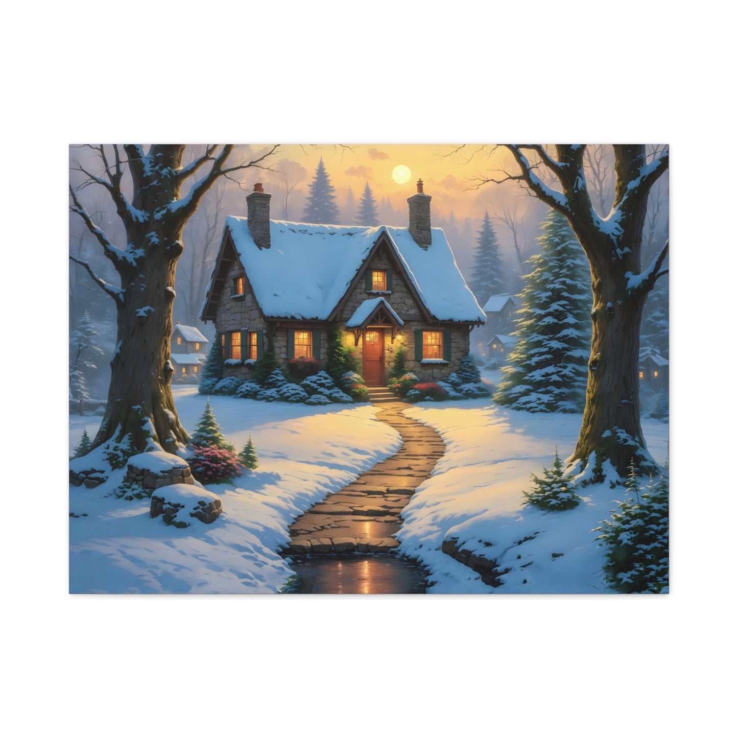 Canvas Art Print - Hidden Cottage, Thomas Kinkade Inspired artwork