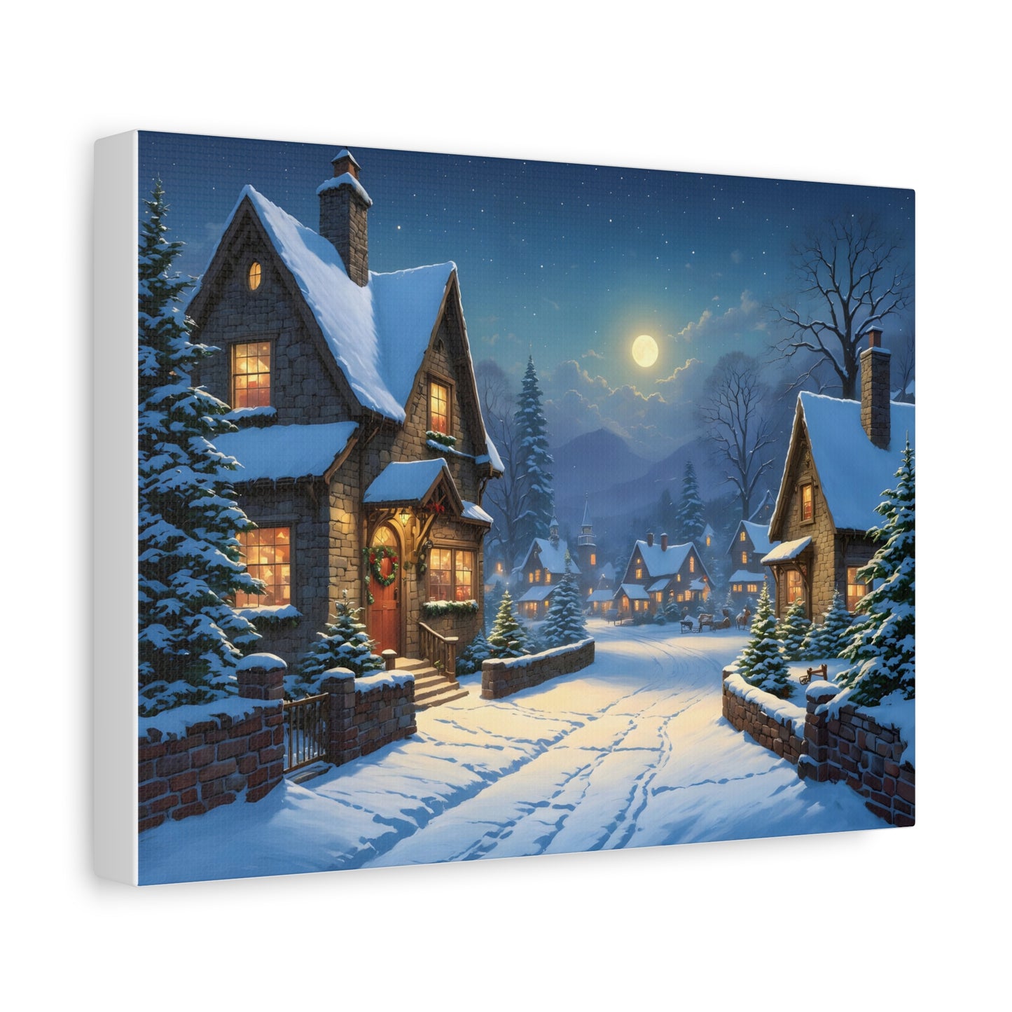 Canvas Print - Christmas Night, Thomas Kinkade Inspiration