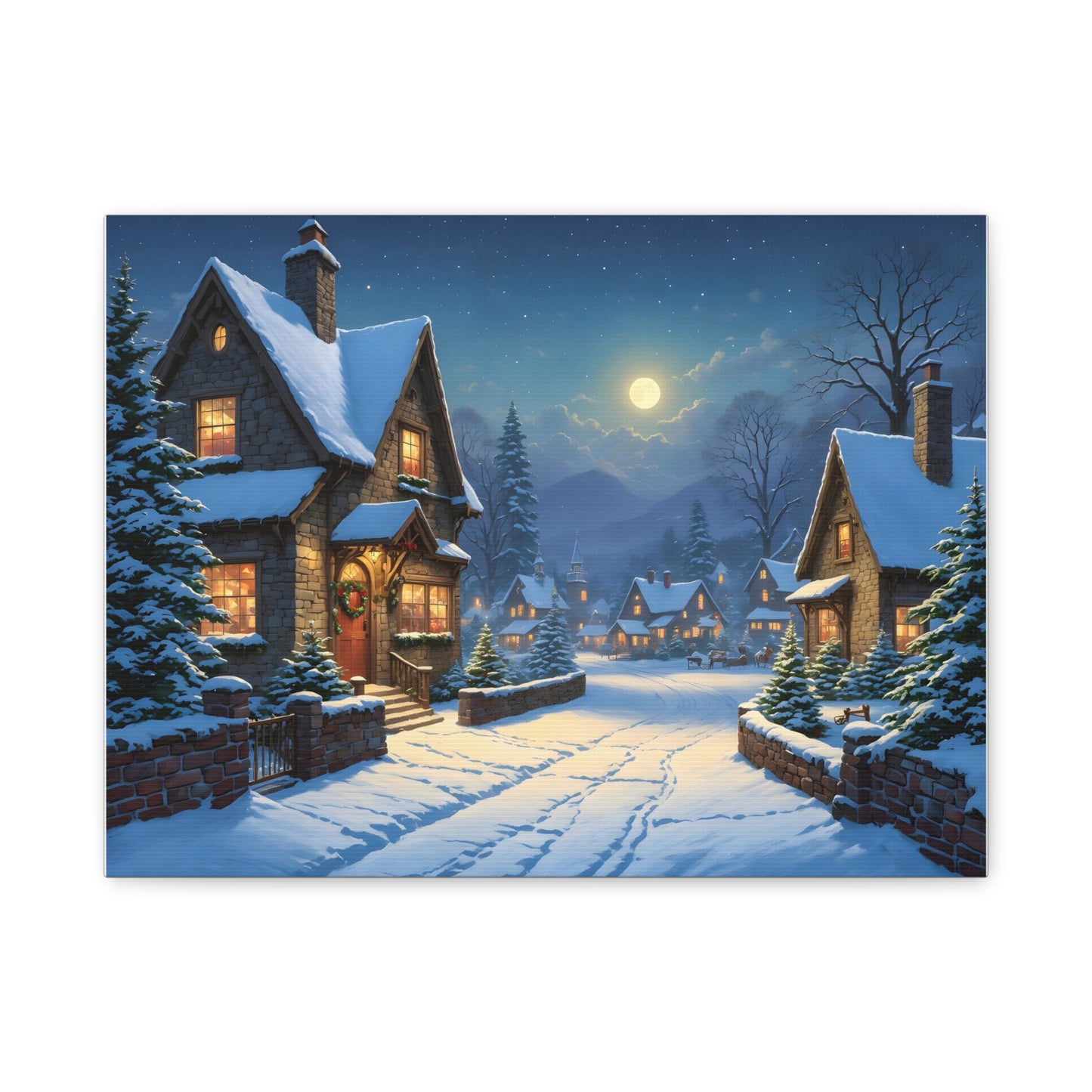 Canvas Print - Christmas Night, Thomas Kinkade Inspiration