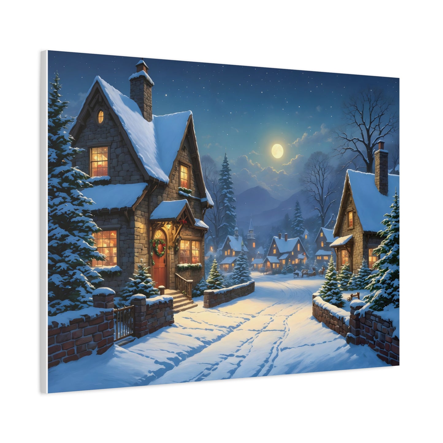 Canvas Print - Christmas Night, Thomas Kinkade Inspiration