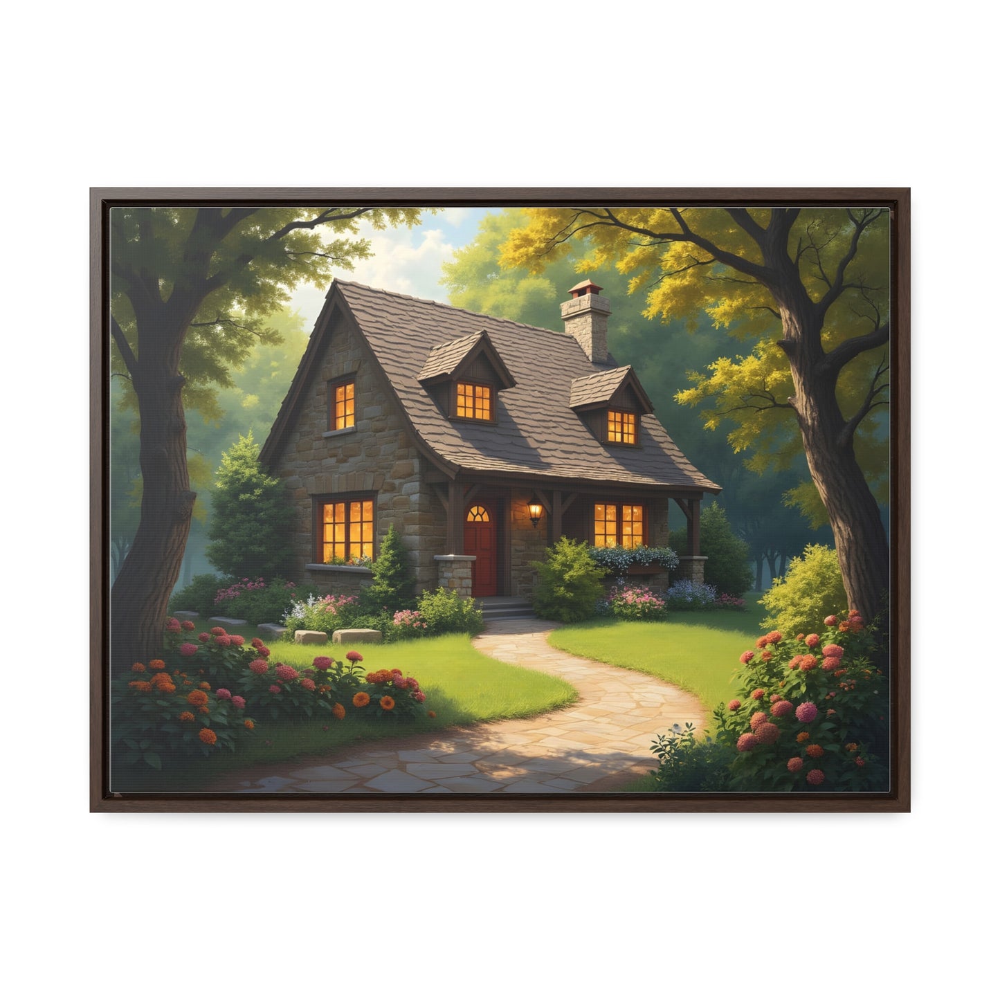 Canvas Wraps, Magic Forest Cottage Landscape Wall Art