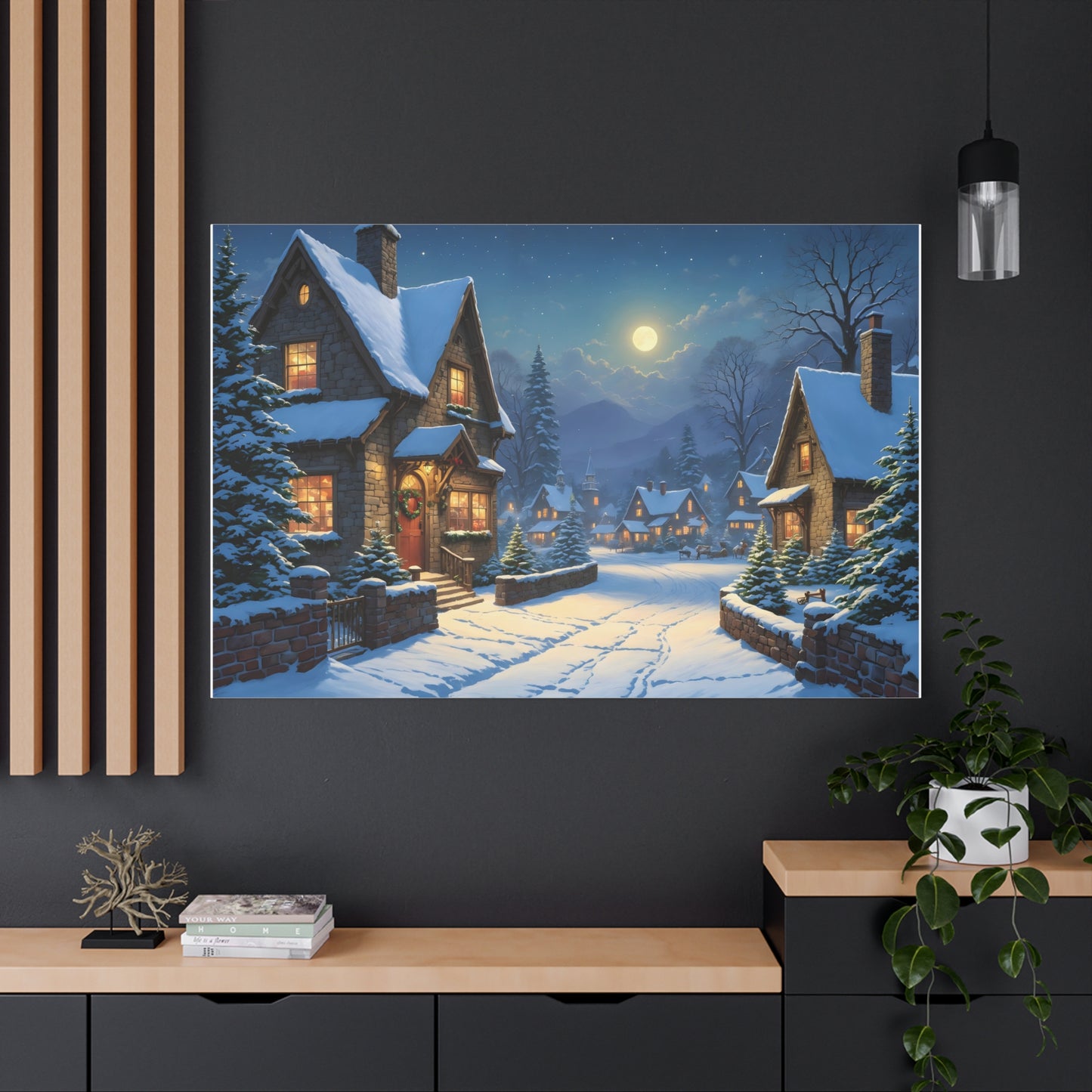 Canvas Print - Christmas Night, Thomas Kinkade Inspiration