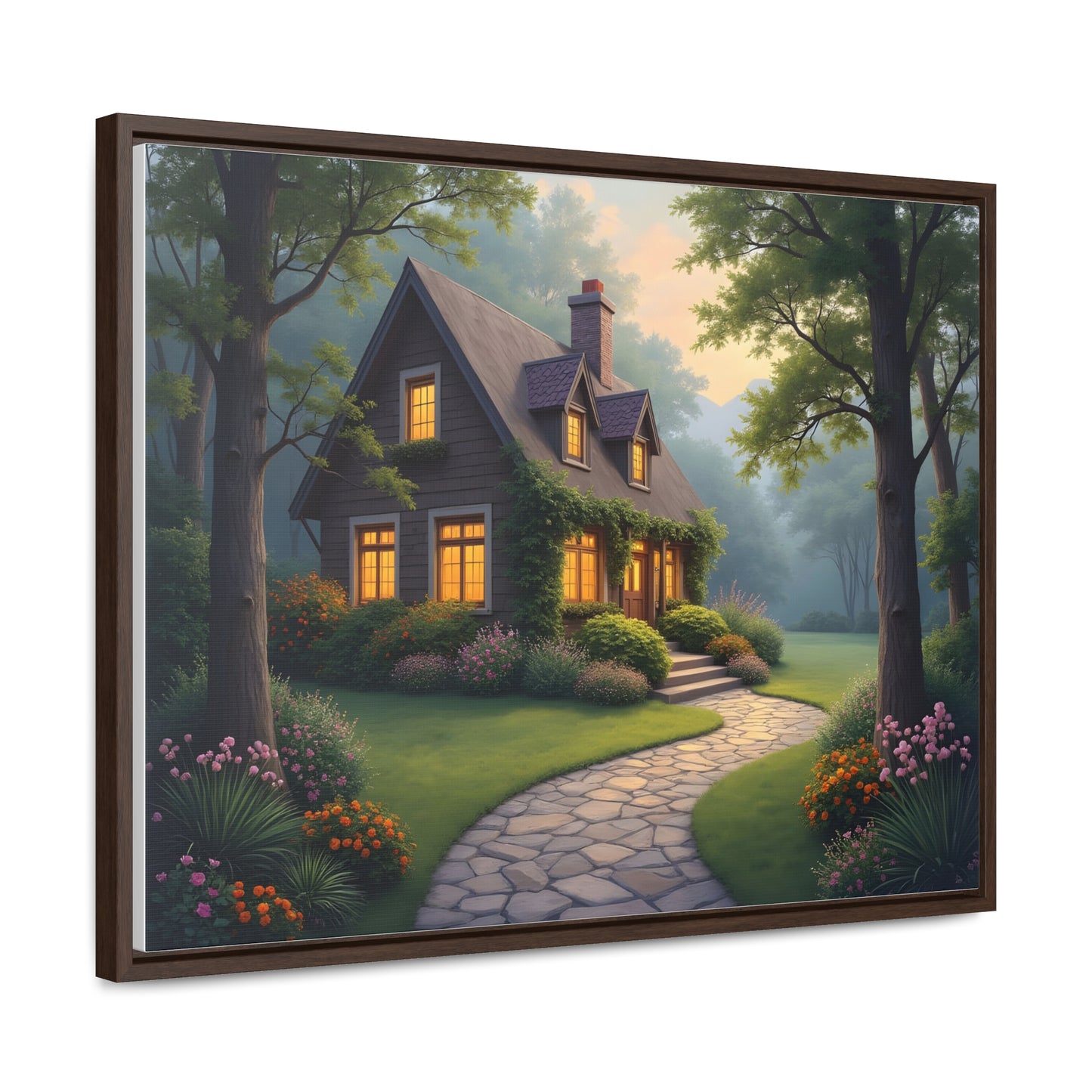 Canvas Wraps, Magic Forest Cottage Landscape Wall Art