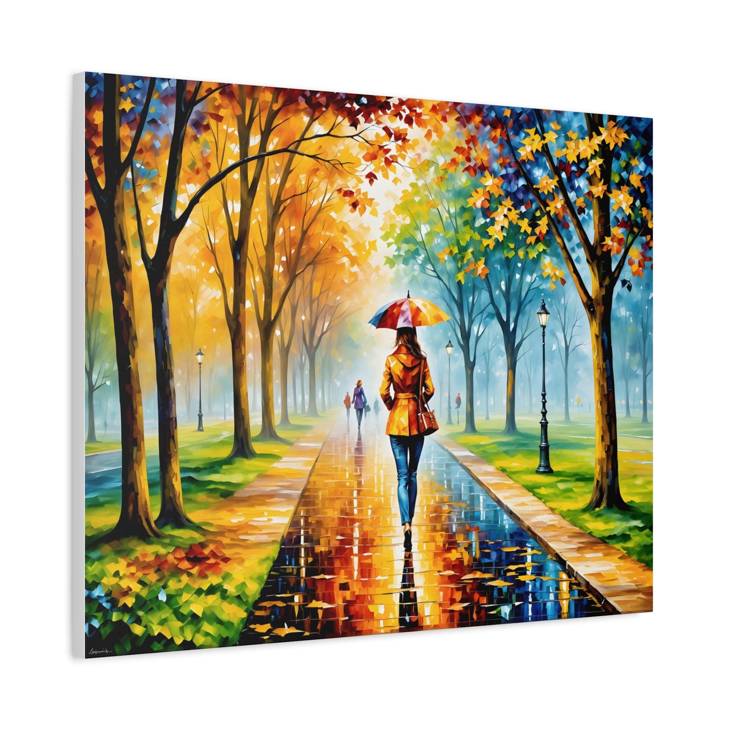 Canvas Wall Art - Walking in the Park Under the Rain