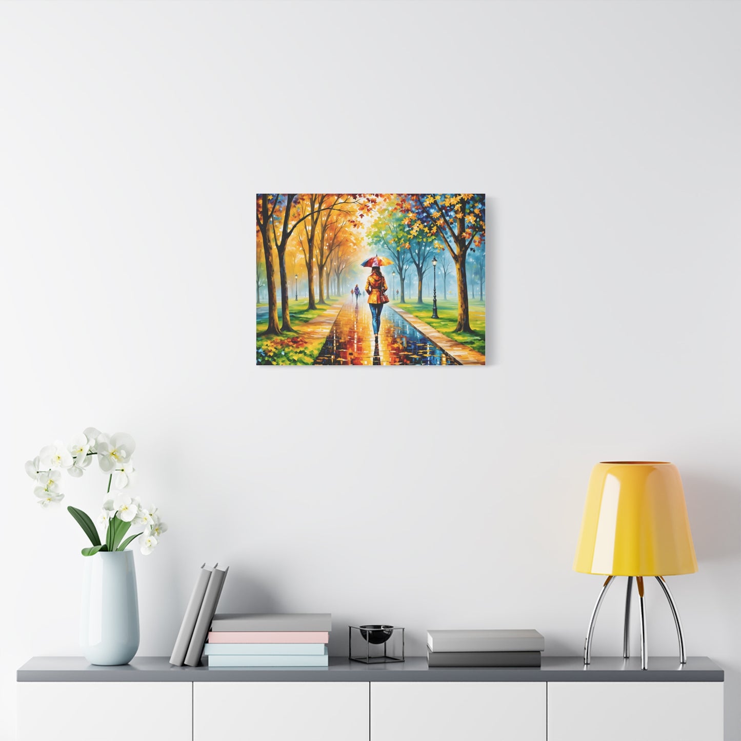 Canvas Wall Art - Walking in the Park Under the Rain