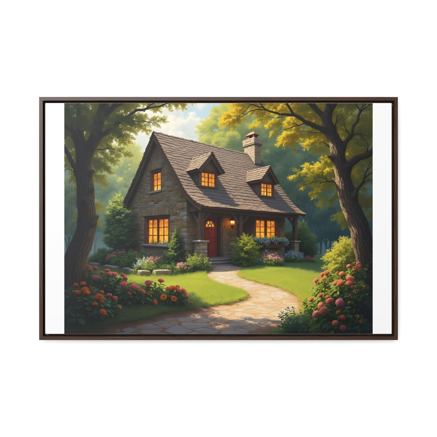 Canvas Wraps, Magic Forest Cottage Landscape Wall Art