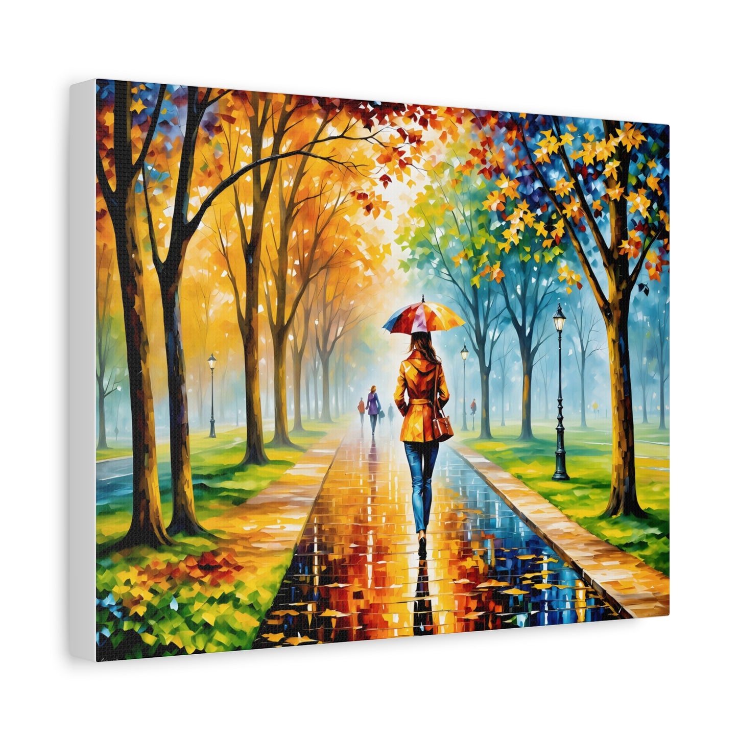 Canvas Wall Art - Walking in the Park Under the Rain