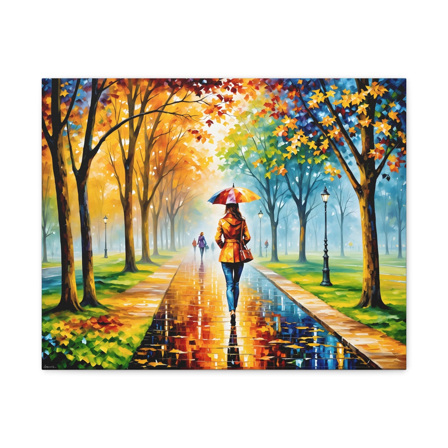 Canvas Wall Art - Walking in the Park Under the Rain