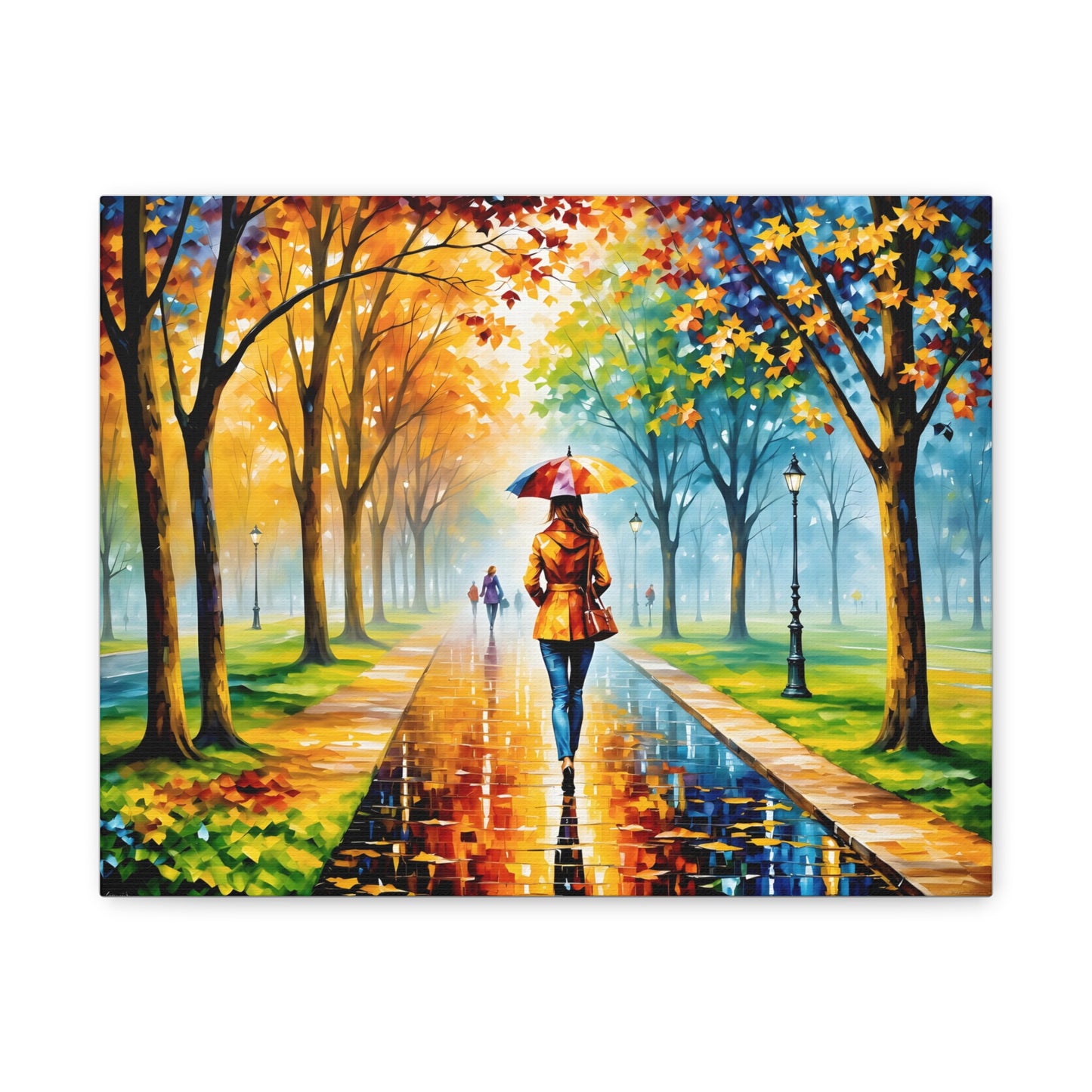 Canvas Wall Art - Walking in the Park Under the Rain